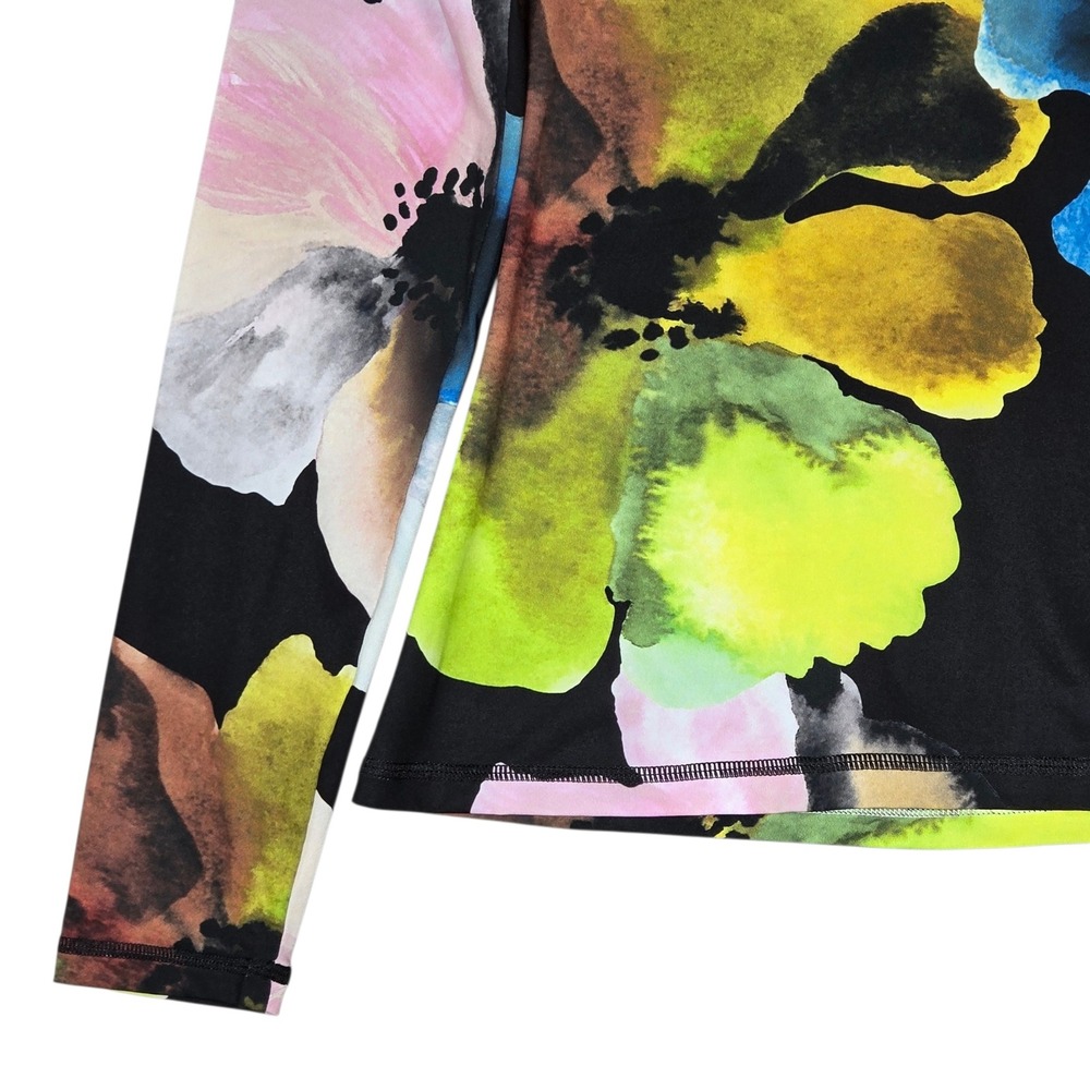 Stine Goya Estelle Stocking Jersey M/L Watercolor Bloom Turtleneck Top Black - Picture 6 of 9